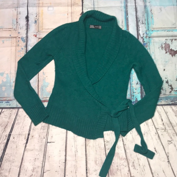 green wrap cardigan